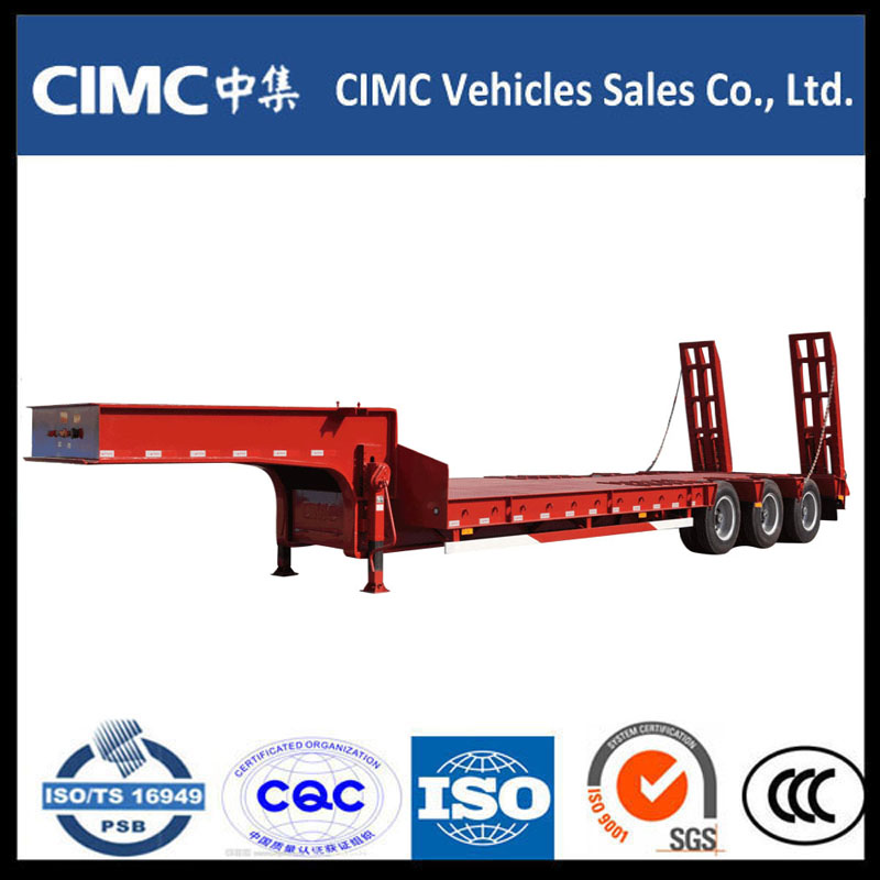 CIMC 3 aksel 70 ton Lavbed Semi Trailer